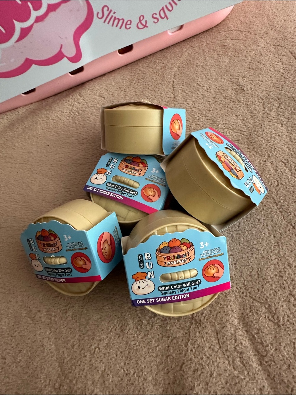 Bun Squishy mini dumplings Surprise Toy - Gold Mystery Edition total of five